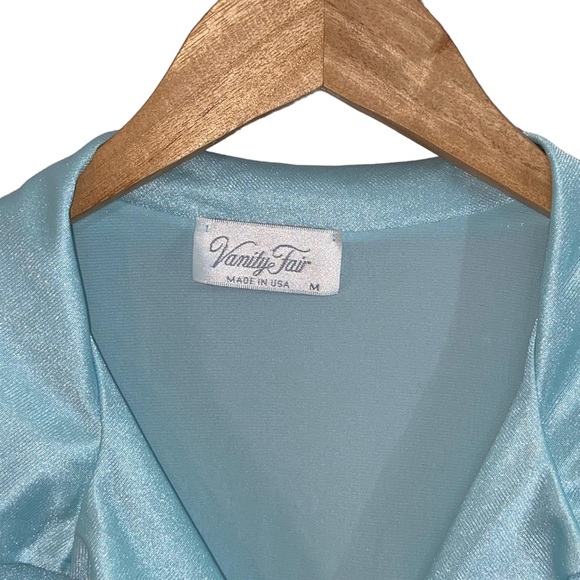 Vtg Vanity Fair USA Button Front Aqua Nylon Robe - Women’s Medium - Picture 2 of 13